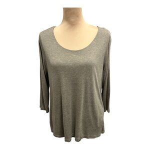 Pure Jill Super Soft 3/4 Sleeves Layered Elliptical Tee Women's Taupe Sz Large.